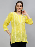 Load image into Gallery viewer, Seva Chikan Hand Embroidered Terivoil Cotton Lucknowi Chikankari Top
