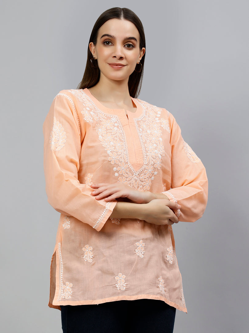 Seva Chikan Hand Embroidered Terivoil Cotton Lucknowi Chikankari Top