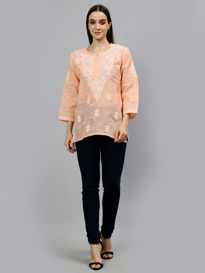 Seva Chikan Hand Embroidered Terivoil Cotton Lucknowi Chikankari Top