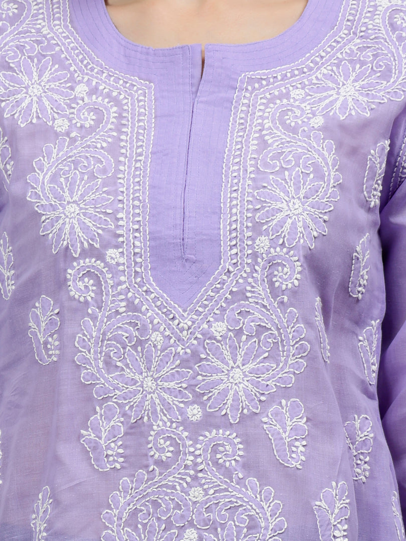 Seva Chikan Hand Embroidered Terivoil Cotton Lucknowi Chikankari Top