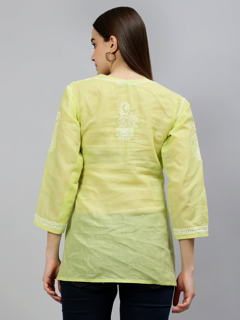 Seva Chikan Hand Embroidered Terivoil Cotton Lucknowi Chikankari Top