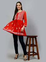 Load image into Gallery viewer, Seva Chikan Hand Embroidered Georgette Lucknowi Chikankari Top With Slip

