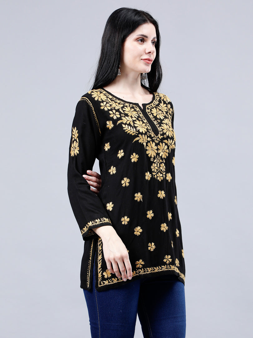 Seva Chikan Hand Embroidered Rayon Lucknowi Chikankari Top