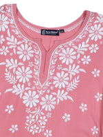Load image into Gallery viewer, Seva Chikan Hand Embroidered Peach Rayon Lucknowi Chikan Top SCL9156