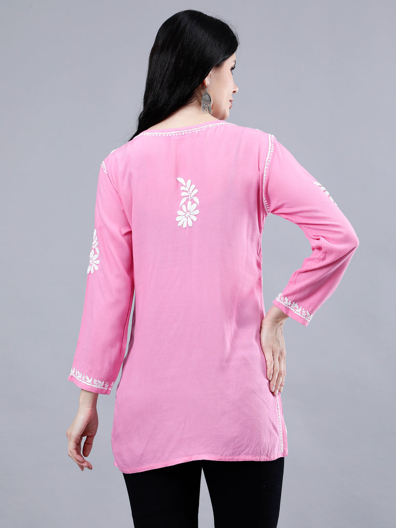 Seva Chikan Hand Embroidered Rayon Lucknowi Chikankari Top