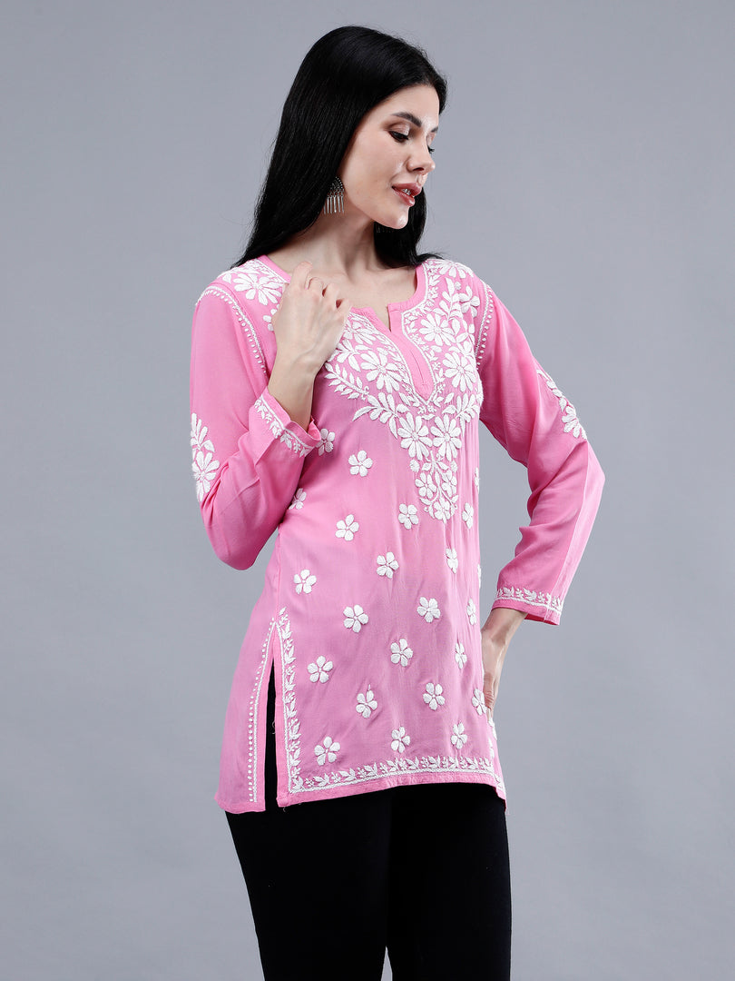 Seva Chikan Hand Embroidered Rayon Lucknowi Chikankari Top