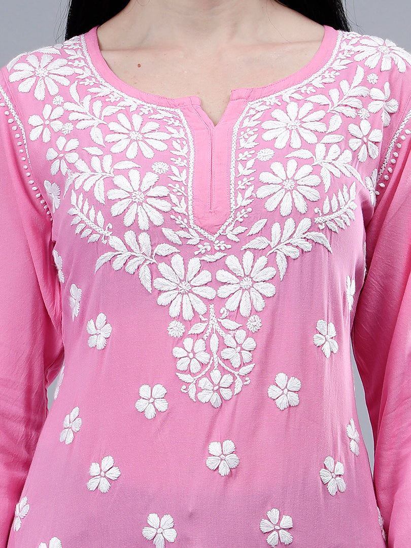 Seva Chikan Hand Embroidered Rayon Lucknowi Chikankari Top