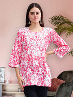 Load image into Gallery viewer, Seva Chikan Hand Embroidered Pink Cotton Lucknowi Chikankari Top
