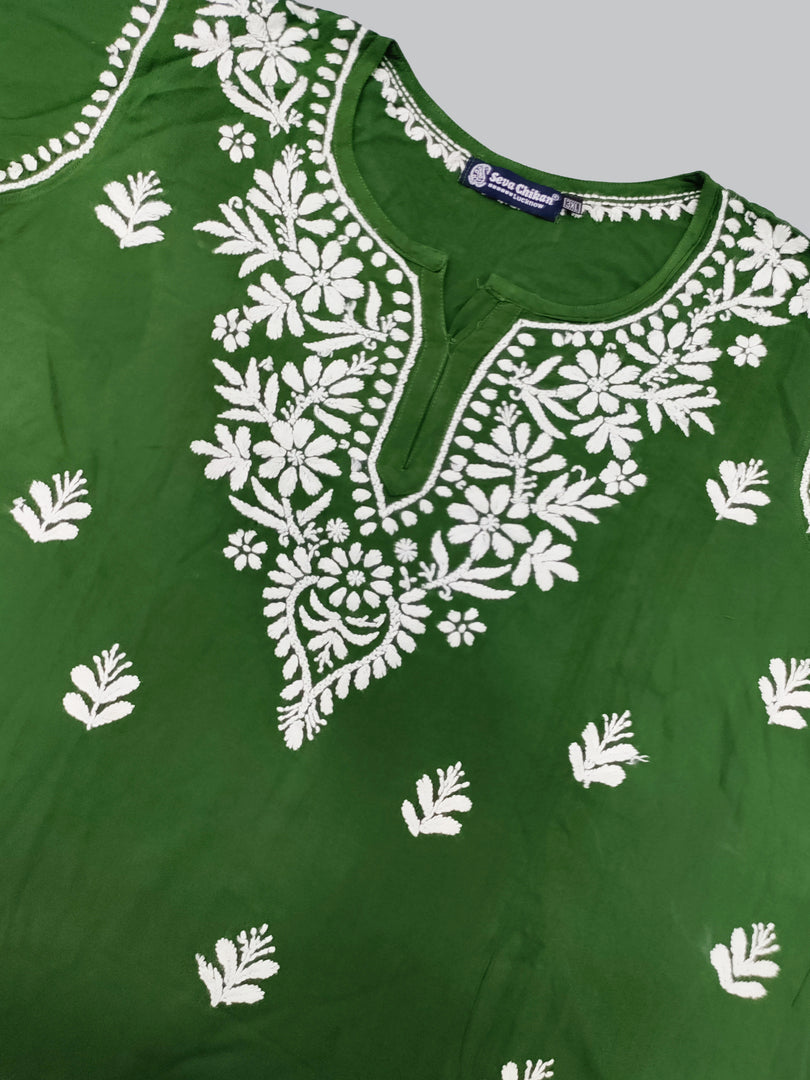 Seva Chikan Hand Embroidered Rayon Lucknowi Chikankari Top