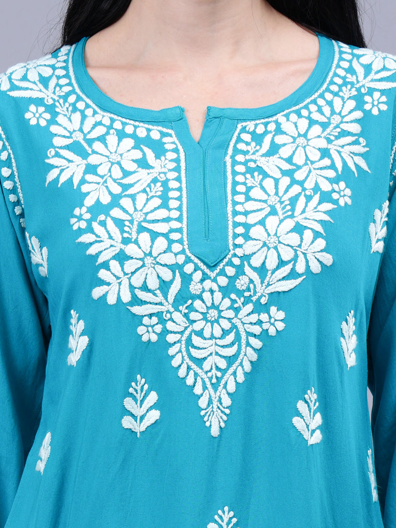 Seva Chikan Hand Embroidered Rayon Lucknowi Chikankari Top