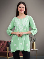 Load image into Gallery viewer, Seva Chikan Hand Embroidered Rayon Lucknowi Chikankari Top
