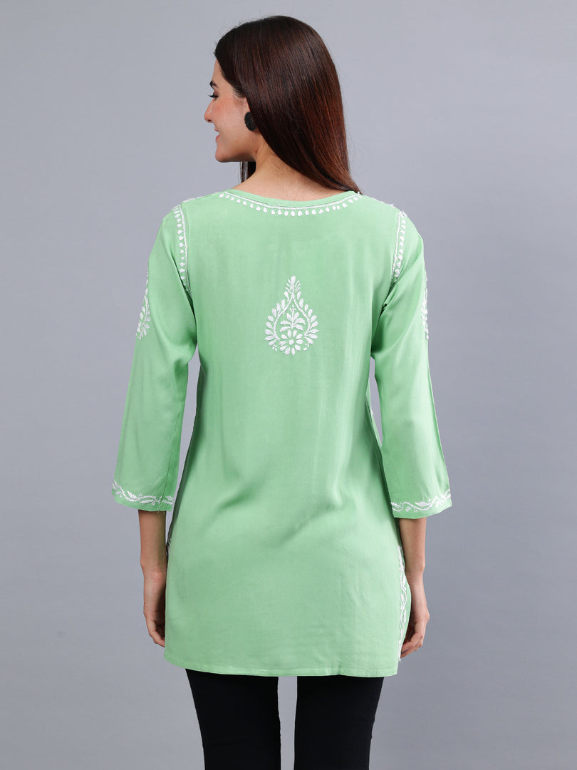 Seva Chikan Hand Embroidered Rayon Lucknowi Chikankari Top