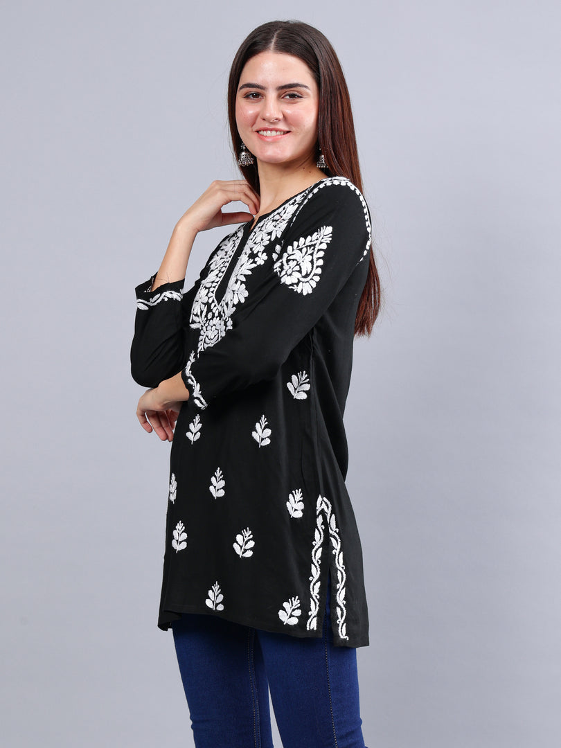 Seva Chikan Hand Embroidered Rayon Lucknowi Chikankari Top