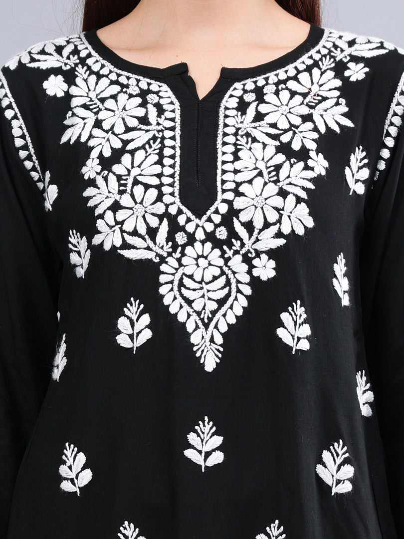 Seva Chikan Hand Embroidered Rayon Lucknowi Chikankari Top