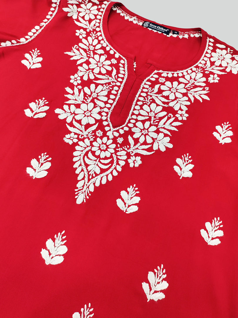 Seva Chikan Hand Embroidered Rayon Lucknowi Chikankari Top