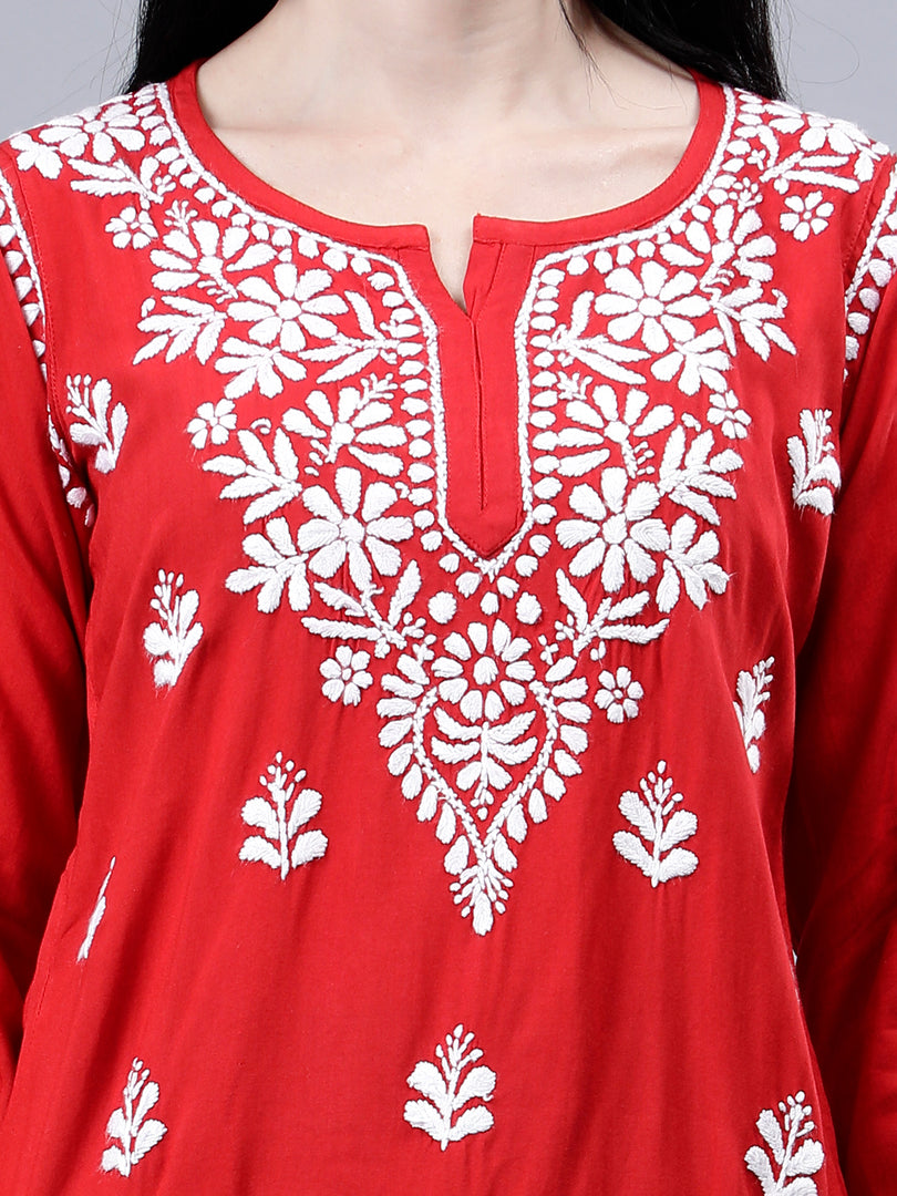 Seva Chikan Hand Embroidered Rayon Lucknowi Chikankari Top