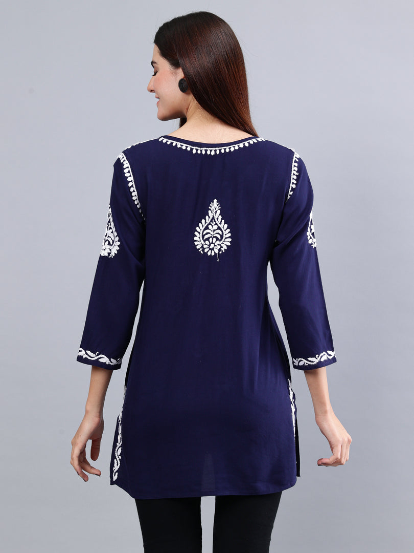 Seva Chikan Hand Embroidered Rayon Lucknowi Chikankari Top