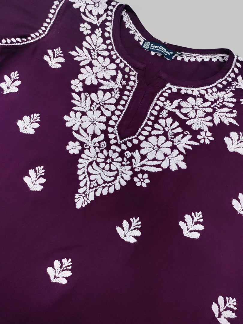 Seva Chikan Hand Embroidered Rayon Lucknowi Chikankari Top