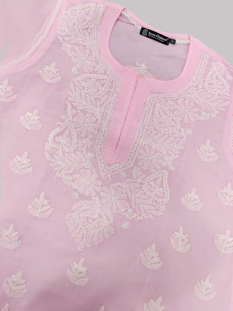 Seva Chikan Hand Embroidered Terivoil Cotton Lucknowi Chikan Top