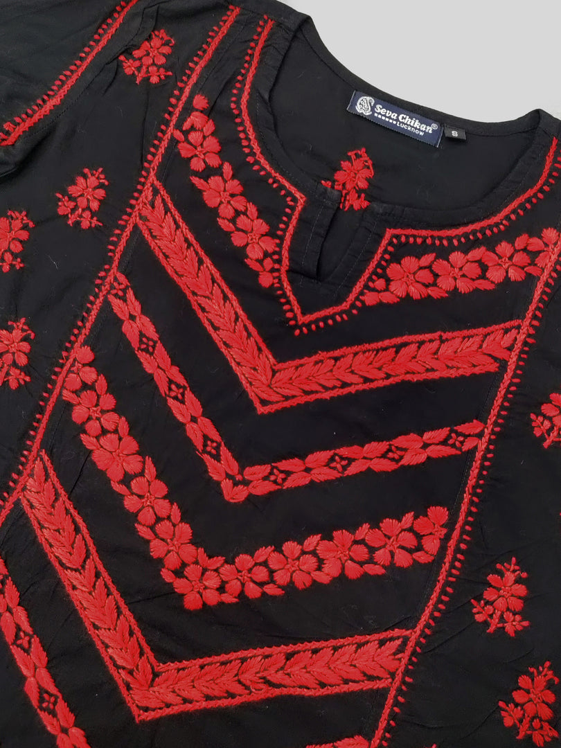 Seva Chikan Hand Embroidered Cotton Lucknowi Chikan Top
