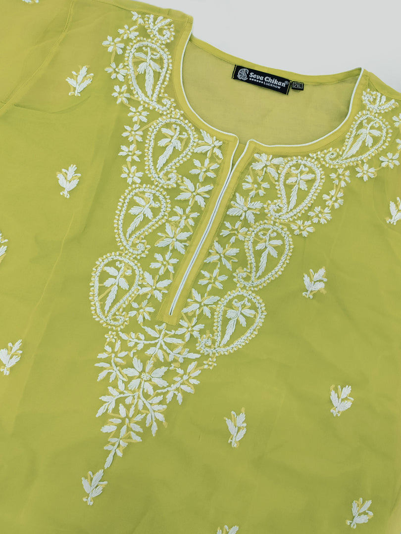 Seva Chikan Hand Embroidered Georgette Lucknowi Chikankari Top