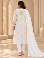 Load image into Gallery viewer, Seva Chikan Hand Embroidered White Terivoil Cotton Lucknowi Chikankari Unstitched Suit Piece-SEV15013
