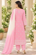 Load image into Gallery viewer, Seva Chikan Hand Embroidered Pink Cotton Lucknowi Chikankari Unstitched Suit Piece-SEV15030