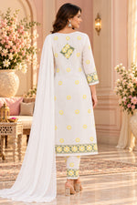 Load image into Gallery viewer, Seva Chikan Hand Embroidered White Terivoil Cotton Lucknowi Chikankari Unstitched Suit Piece-SEV15008