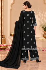 Load image into Gallery viewer, Seva Chikan Hand Embroidered Black Terivoil Cotton Lucknowi Chikankari Unstitched Suit Piece-SCL13139