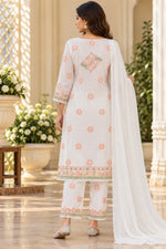 Load image into Gallery viewer, Seva Chikan Hand Embroidered White Terivoil Cotton Lucknowi Chikankari Unstitched Suit Piece-SEV15077