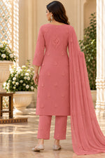 Load image into Gallery viewer, Seva Chikan Hand Embroidered Peach Georgette Lucknowi Chikankari Unstitched Suit Piece-SEV15034