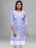 Load image into Gallery viewer, Seva Chikan Hand Embroidered Mauve Cotton Lucknowi Chikan Kurti-SCL0220
