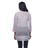 Load image into Gallery viewer, Seva Chikan Hand Embroidered White Cotton Lucknowi Chikankari Short Top - SCL0141
